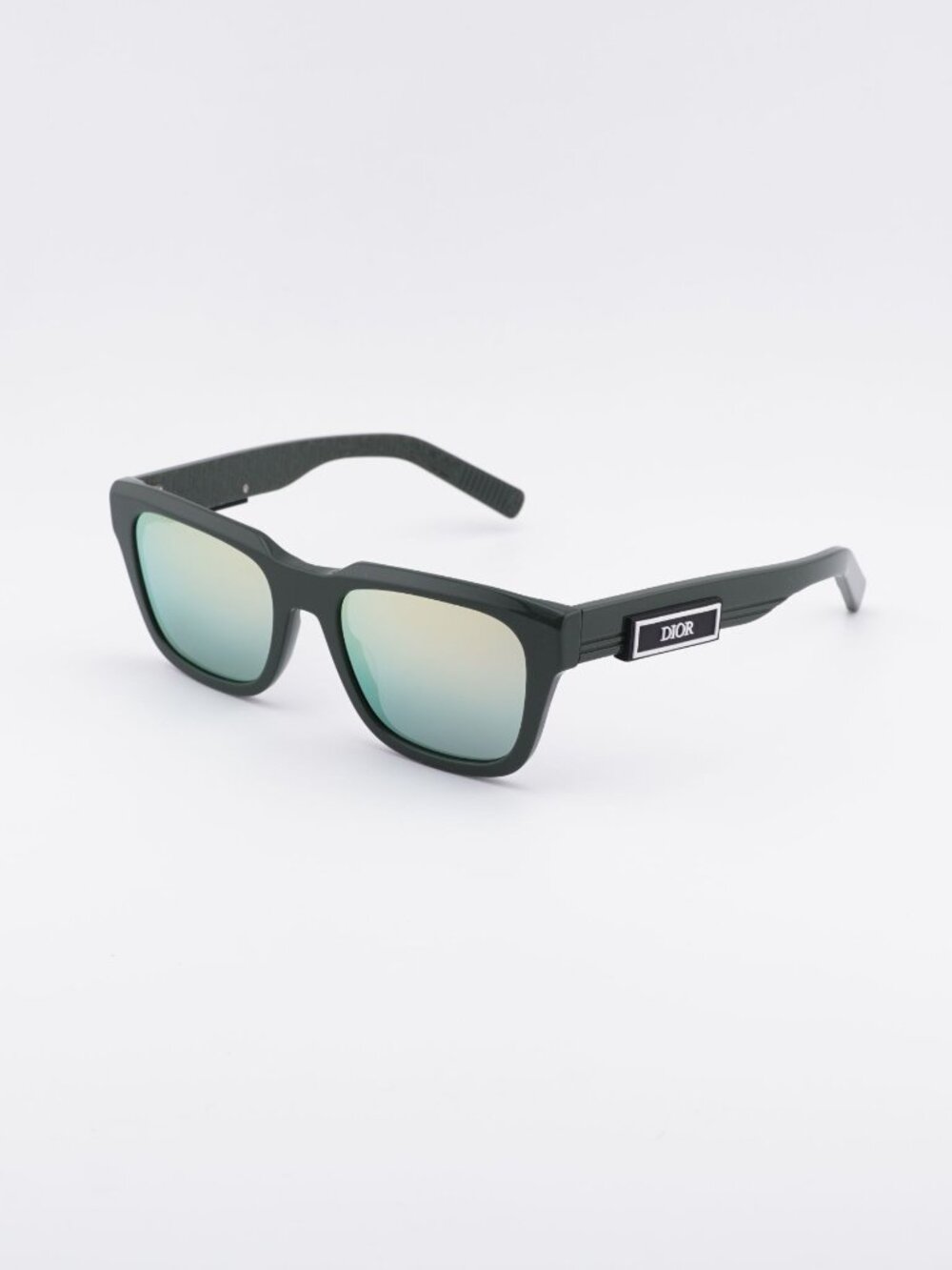 Dior DIOR B23 S1I 55H7 Sunglasses Green Square Frame, Yellow Mirror Lenses